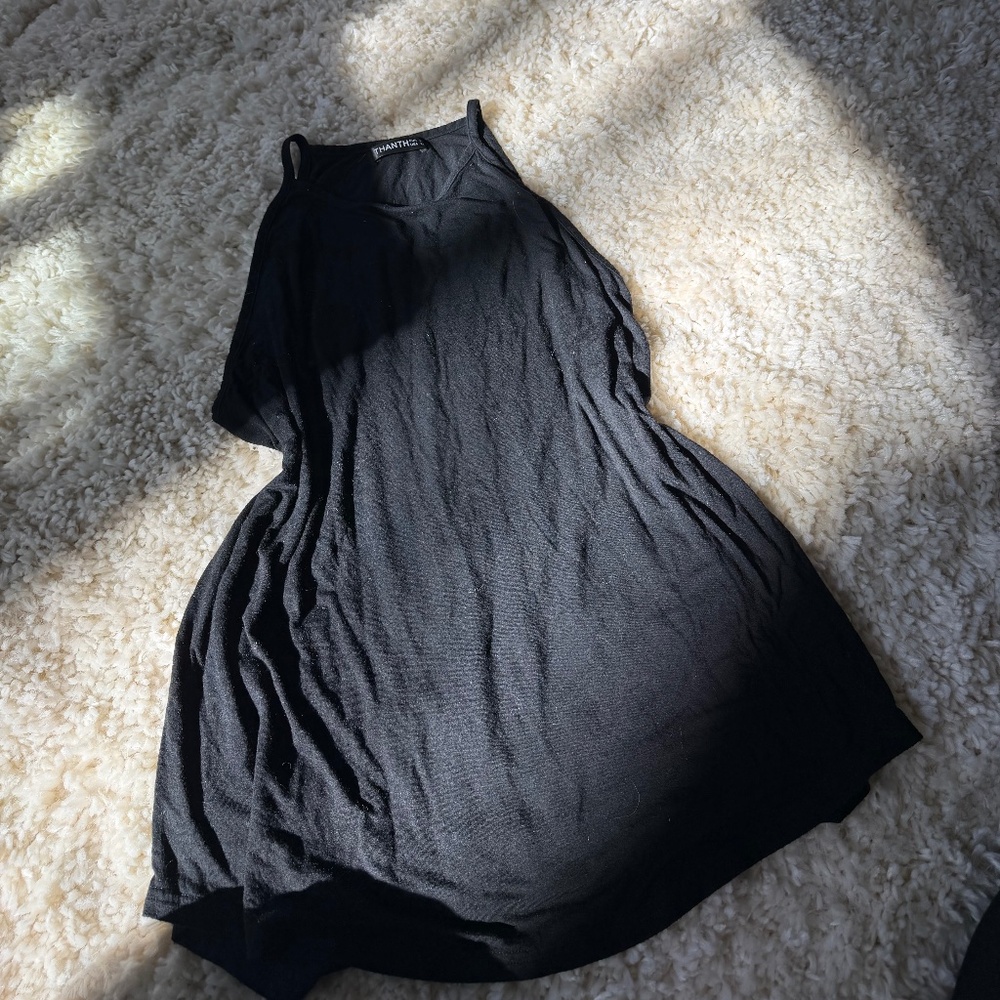 Chic Black Thanth going out evening, casual minimalist flowy Sleeveless Blouse.